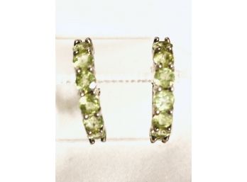 Ladies Genuine Sterling Silver And Peridot Hoops