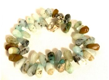 Beautiful Blue Hue Natural Stone Teardrop Bead Bracelet