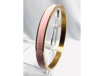 Signed Pale Pink And Gold Tone Susan Glover Bangle Bracelet