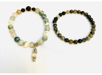 Two Natural Stone Stretch Bracelets