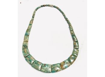 Uniquely Shaped Natural Green Stone Bead Collar Necklace