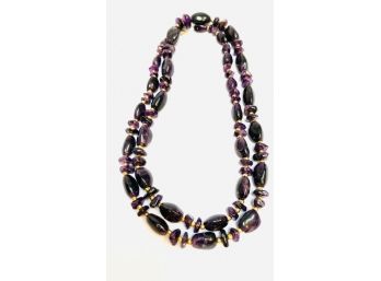 Natural Raw Amethyst Stone Bead Necklace