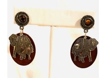 Copper And Sterling Elephant Earrings