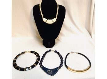 Grouping Of Four Vintage Chunky Statement Necklaces