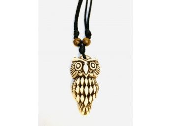 Carved Owl Pendant Necklace