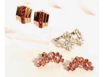 Vintage Rhinestone Earring Trio