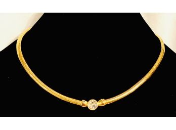 Vintage Gold Tone Solitaire Collar Necklace