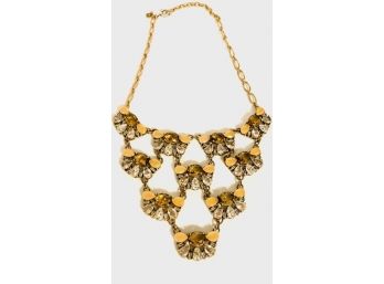 Large Bib-style Topaz And Opaque Citrine Rhinestone Necklace By J. Crew