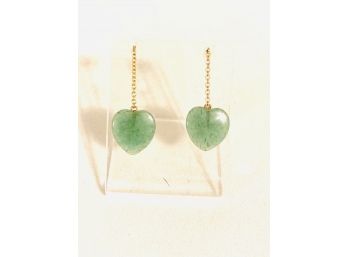 Lovely Heart-shaped Aventurine Drop Earrings