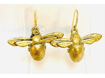 Vintage Brass Fly Insect Earrings