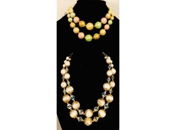 Two Vintage Dual-strand Graduated Bead Necklaces