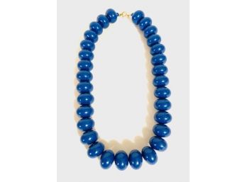 Vintage Chunky Blue Disc Bead Necklace