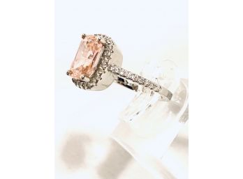 Sterling Silver And Pink Topaz Cocktail Ring - Size 5