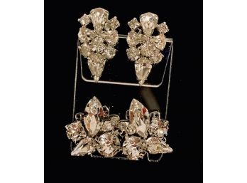 Two Pairs Of Sensational Rhinestone Earrings