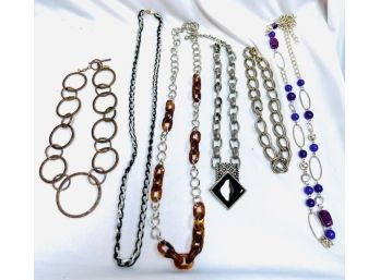 Grouping Of Six Metal Link Necklaces