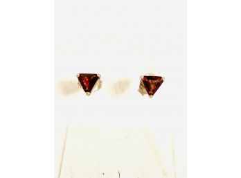 Sterling Silver And Amethyst Triangular Stud Earrings