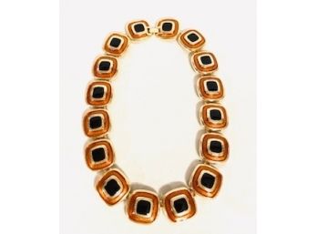 Amazing Vintage Gold Tone Necklace With Squared Links