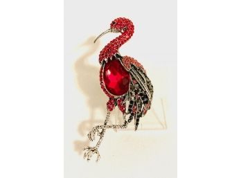 Fabulous Oversized Flamingo Rhinestone Brooch