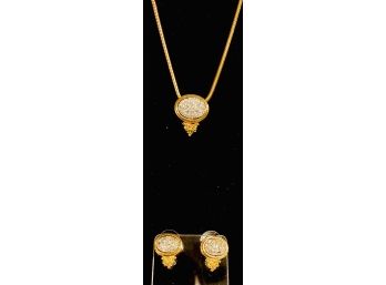 Goldtone And Swarovski Necklace And Earring Set