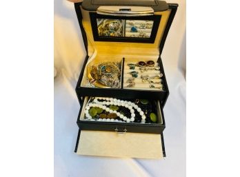 Caboodle-style Jewelry Case Filled With Costume Jewelry