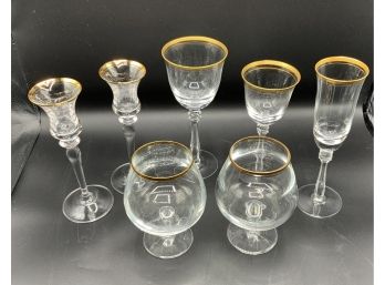 Large Set Mikasa Glasses ~ Gold Rimmed ~ Approx 39 Pcs.