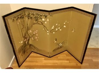 Four Panel Screen Painted On Fabric