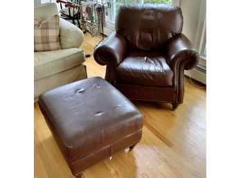 Beautiful Ethan Allen Leather Chair W/ottoman