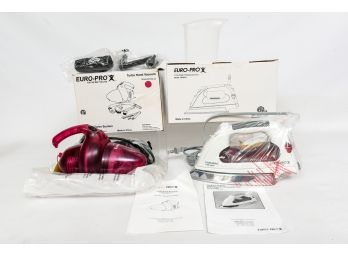 NEW! EuroPro Turbo Hand Vacuum And 1700 Watt Professional Iron