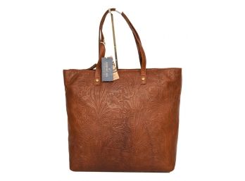 NEW! American Leather Co. Brandy Tooled Leather Shoulder Bag