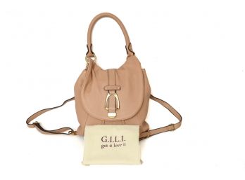 NEW! G.I.L.I. Dusty Pink Leather Backpack/Shoulder Bag With Dust Bag