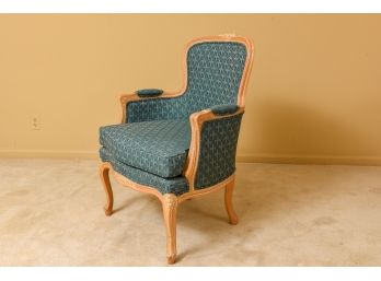 Ethan Allen Upholstered Club Chair With Fleur De Lis Pattern