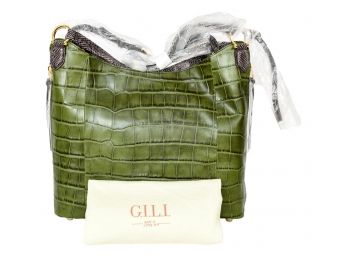 NEW! G.I.L.I. Deep Forest Green Leather Shoulder Bag With Dust Bag