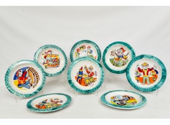 Set Of Eight Desimone Italy Circus Themed Plates