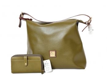 NEW! Dooney & Bourke Olive Green Leather Handbag With Matching Wallet