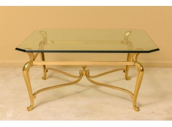 Ethan Allen Brass And Glass Coffee Table