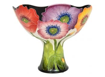 Signed J. McCall Floral Pedestal Bowl