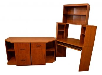 Three Piece Set With Corner Desk And Two Side Tables