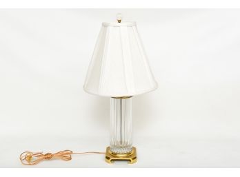 Brass And Glass  Column Shaped Table Lamp