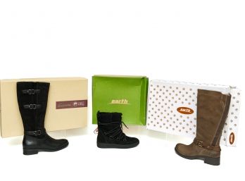 NEW! Pair Of Earth Boots And One Pair Of Clarks Boots (Size: 9)