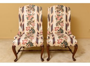 Pair Of Custom Made Upholstered Wingback Chairs