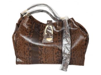 NEW! G.I.L.I. Snakeskin Leather Shoulder Bag With Dust Bag