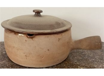 Vintage French Terra Cotta Covered Pot