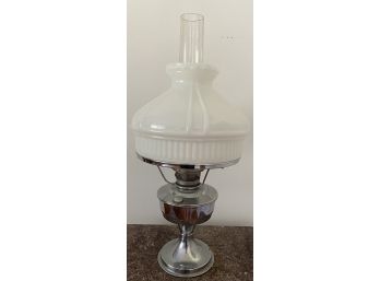 Oil Lantern With Milk Glass Shade