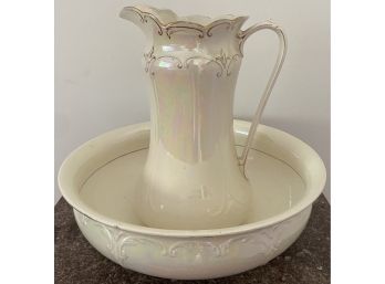 Opalescent Pitcher And Basin