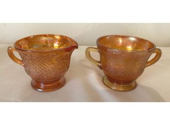 Carnival Glass Sugar & Creamer