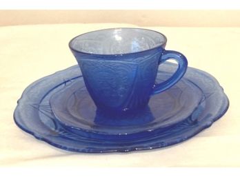 Cool Blue Depression Glass Trio!