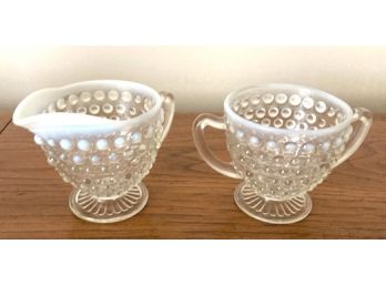 Hobnail Opalescent Sugar & Creamer