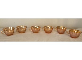 Set Of 6 Carnival Glass Cups