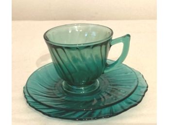 Scarce Color, Green Depresion Glass Trio