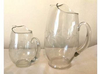 TWO Sizes Of Clear Glass Pitchers, Cream & Milk?